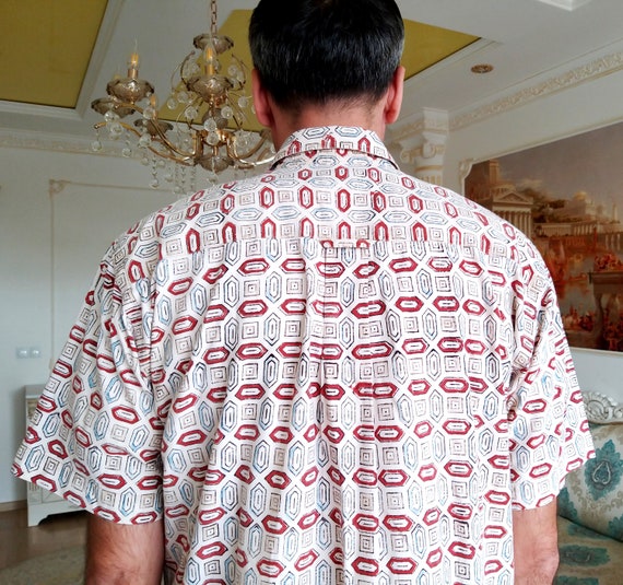 IYFBXl Mens Shirt Geometric/Color Block Print IYFBXl Mens Shirt Geometric/Color Block Print