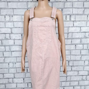 blush corduroy blush Dress Vintage  L apron Dress women Dress corduroy jumper dress mini Bib Overall Dress Overall skirt oversized dress