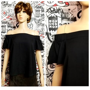 Blusa negra negro Vintage negro mujeres Bluuse L mujeres top gótico top gótico Bluuse negro Crop Top Summer Bluuse