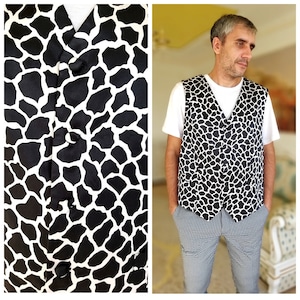 black white vest 2X patterned vest mens boho vest mens vest wedding mens waistcoat vest suit Vest Sleeveless Jacket mens hippie vest