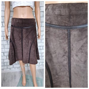 womens skirt M real Leather skirt womens Midi skirt brown skirt Vintage brown Leather skirt suede Skirt Rock Skirt