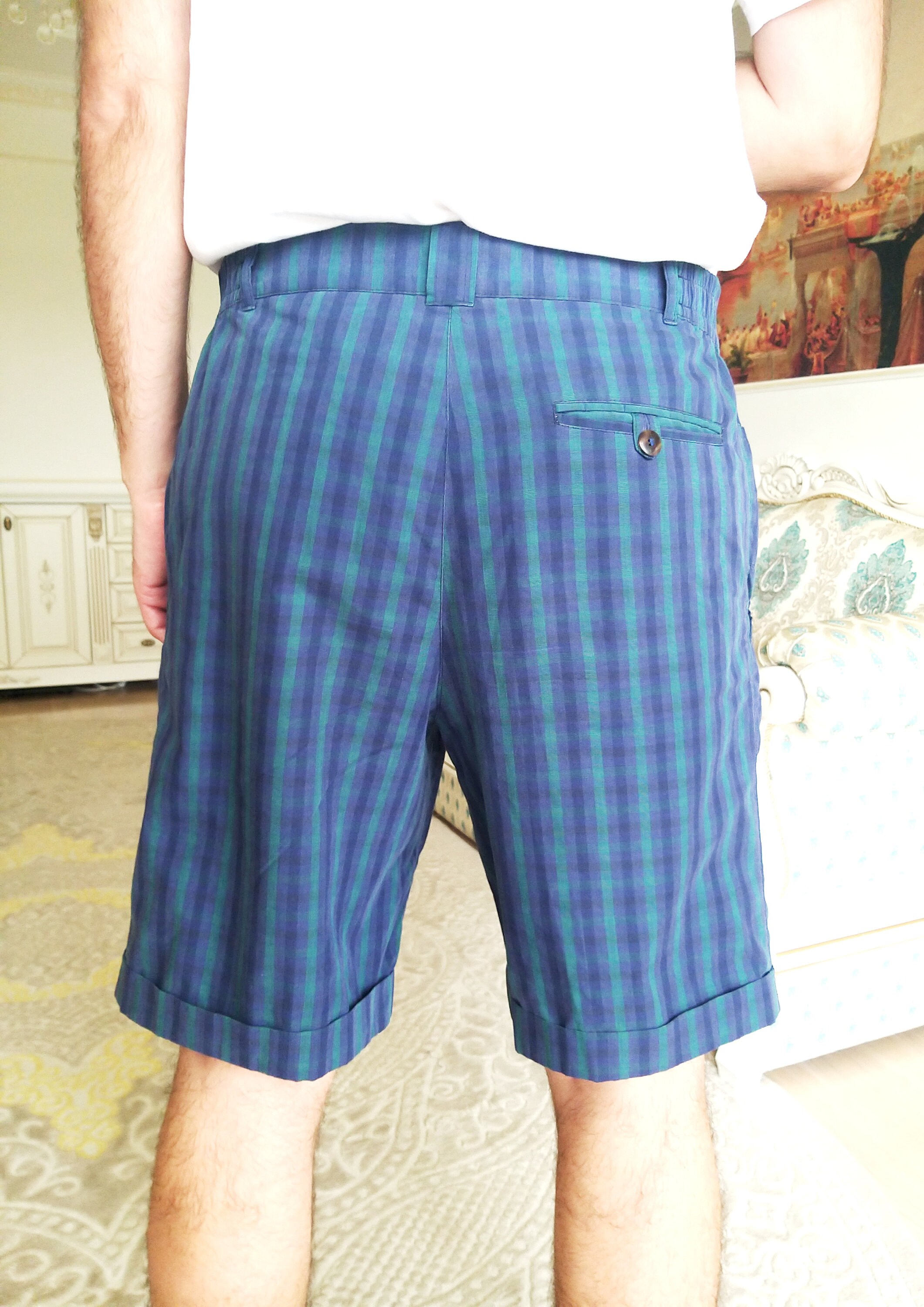 Green Plaid Shorts 80's Men's Clothing Mens Shorts Etsy UK