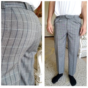 pleated plaid pants