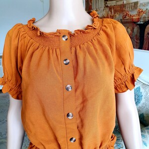 womens Top M-L womens Crop Top mustard top mustard Blouse summer top womens Blouse festival top beach Blouse beach top Sun Top image 4