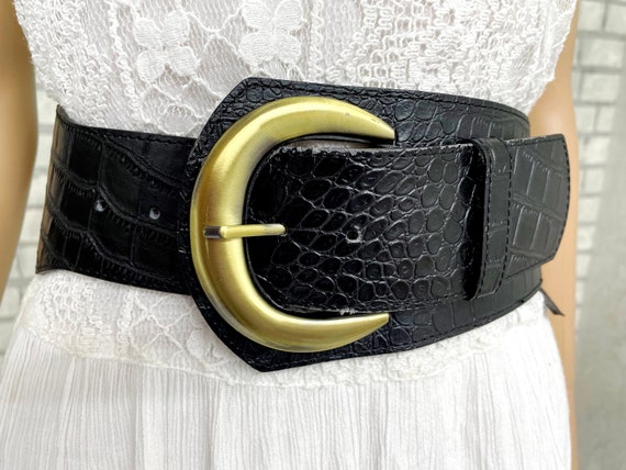 wide belt 3XL BLack leather belt BLack Belt Corse… - image 2