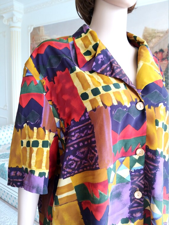 womens abstract blouse 80s Clothing 80s blouse ab… - image 6