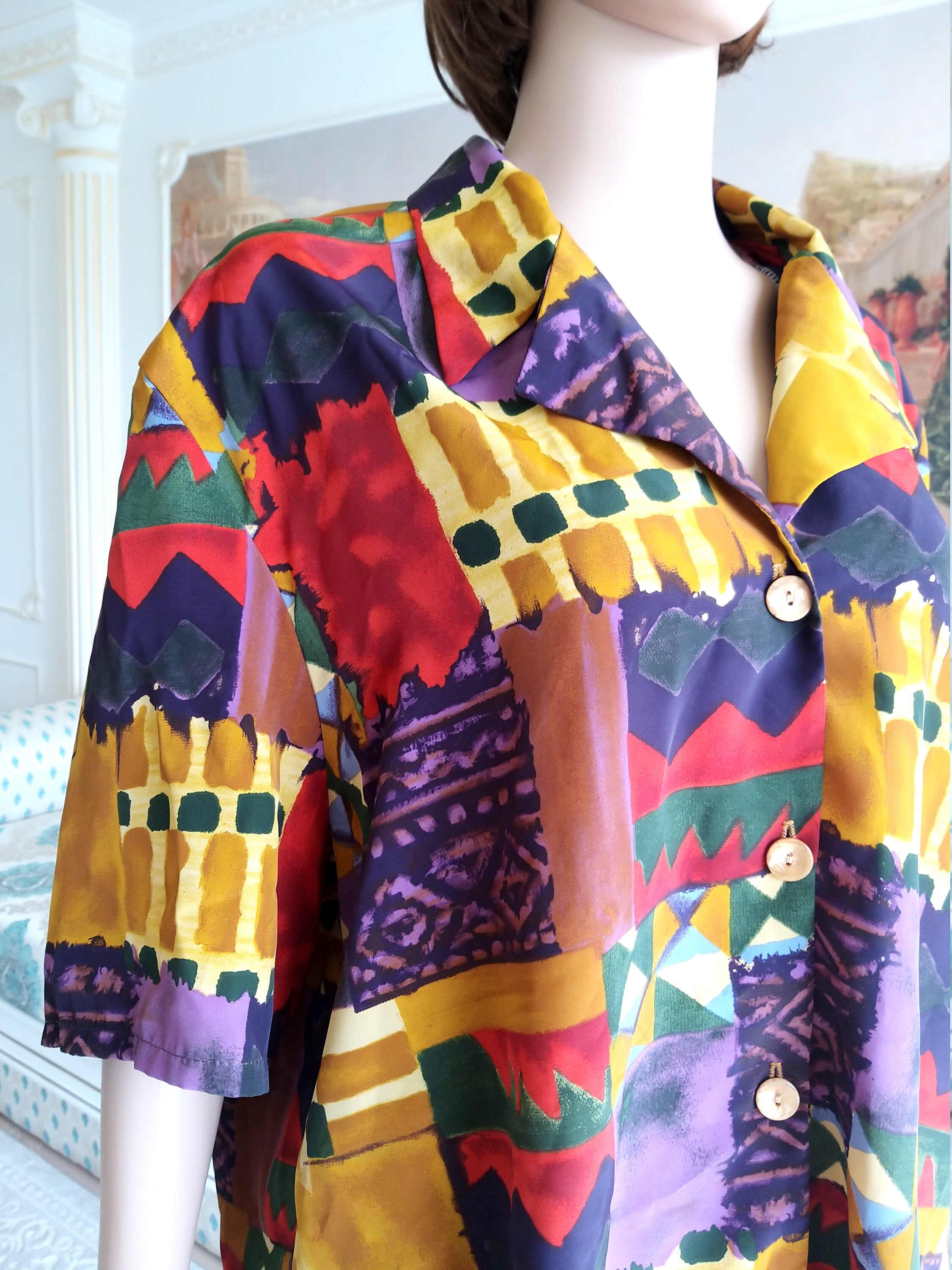 Womens abstrakte Bluse 80er Jahre Kleidung 80er Jahre Bluse | Etsy