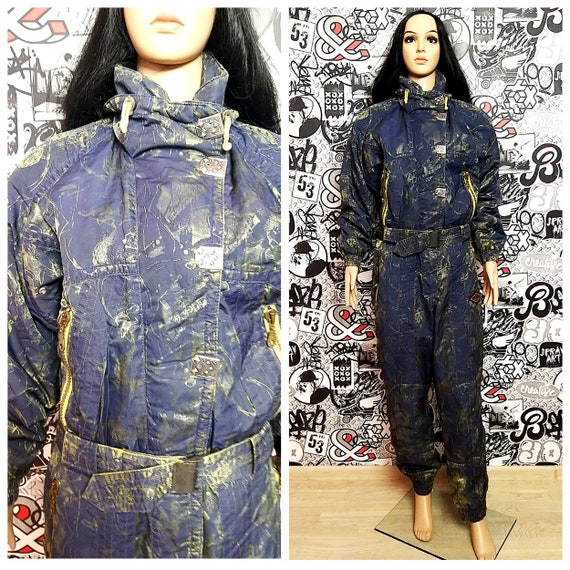 ski clothing Vintage Ski Suit 80s ski suit M Purpl