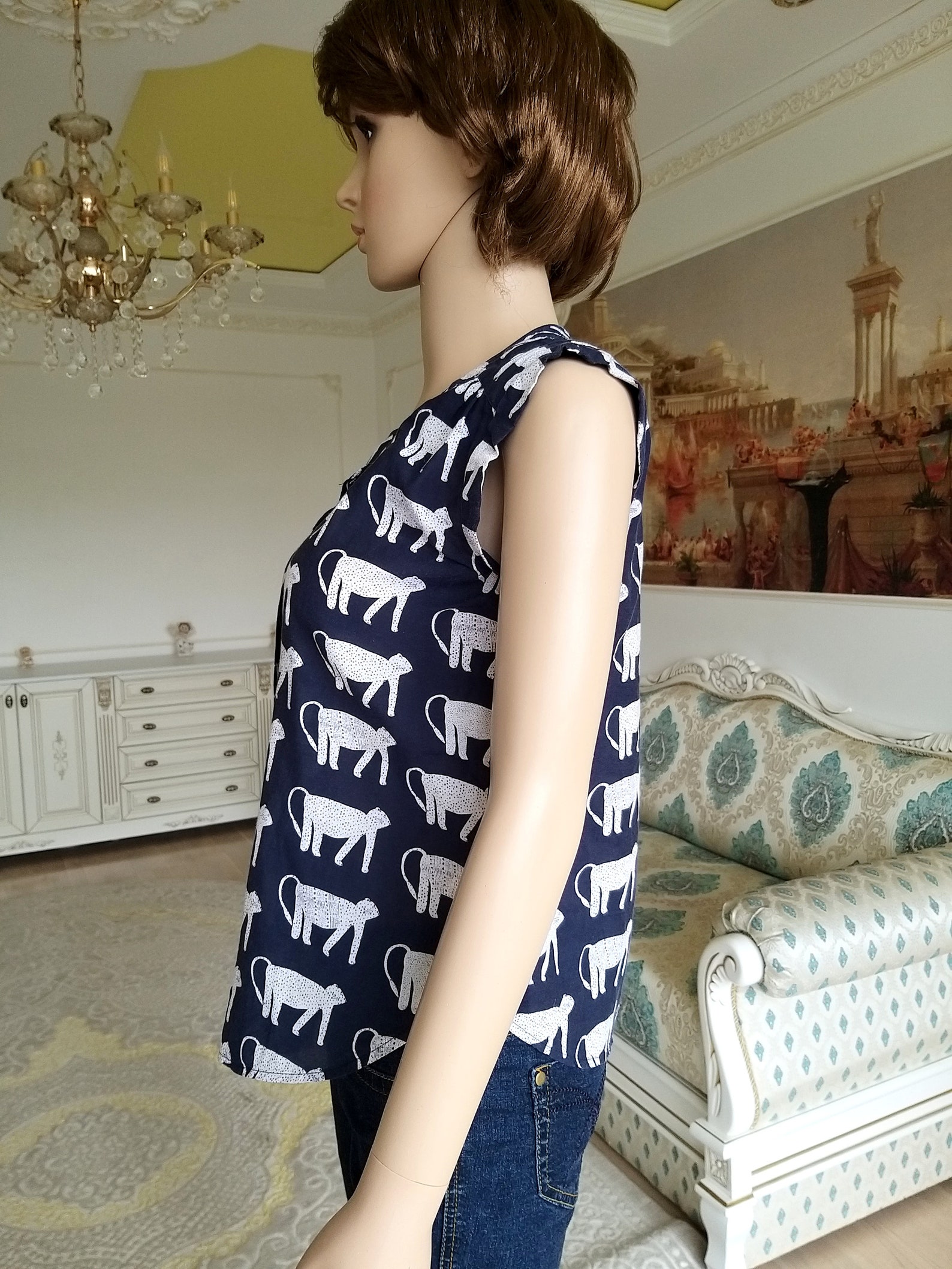 Cat Shirt Cat Top Cat Print Top S Animal Print Top Animal Etsy