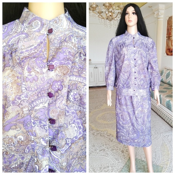 70s suit purple suit Womens suit vintage Abstract