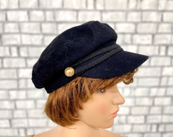 Black cap military hats newsboy hat Newsboy Cap fisherman cap military cap steampunk hat captain cap biker cap Cabbie Cap fiddler cap sailor