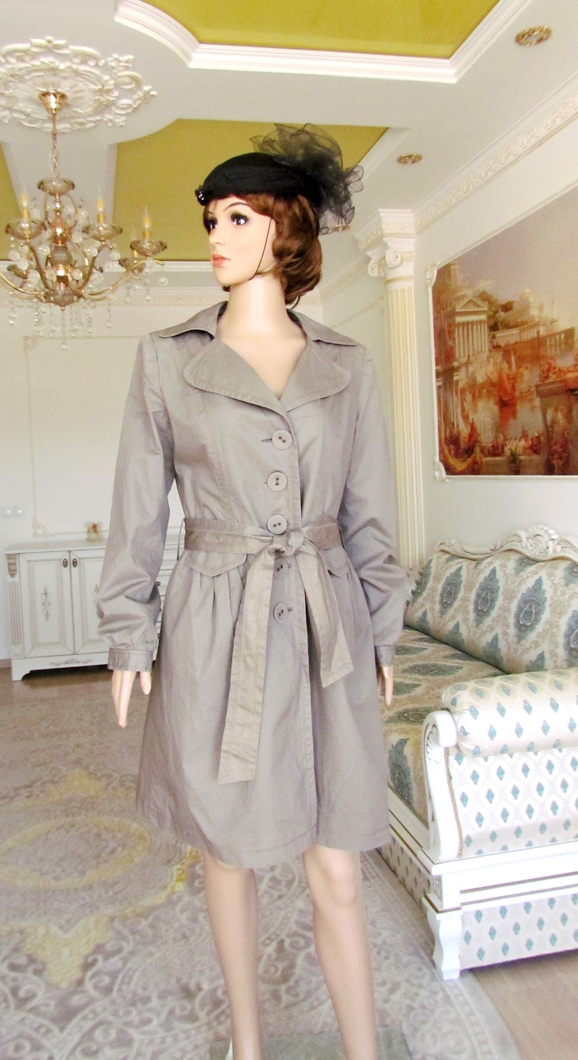 Trench Vintage Trench Coat Autumn Jacket Women Coat Vintage Womens ...