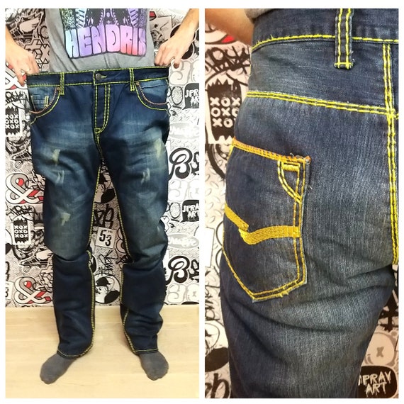 Cooperación Plata duda Rock jeans Vaqueros hombres azul denim pantalones jeans PantS - Etsy España