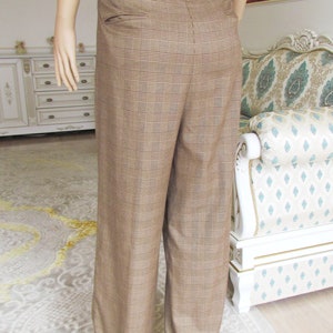 boho pants Chino pants 80s brown Plaid pants suit pants Retro Pants brown Pants Vintage Golf Pants L work Pants Plaid Trousers image 2