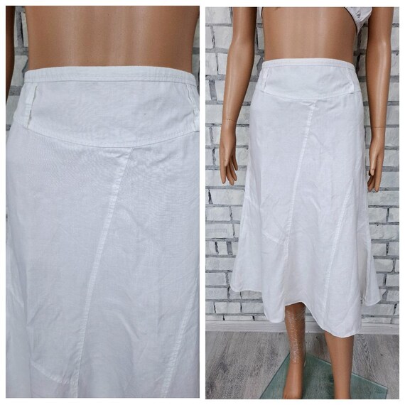 Witte linnen rok M L womens witte midi rok witte rok midi linnen rok retro rok vakantierok hippierok zomerrok klassieke rok Etsy Nederland