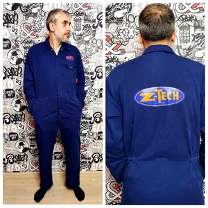 One Piece Blue  Coveralls vintage Blue  Jumpsuit mens Overalls mens Coveralls utility workwear mechanic uniform L