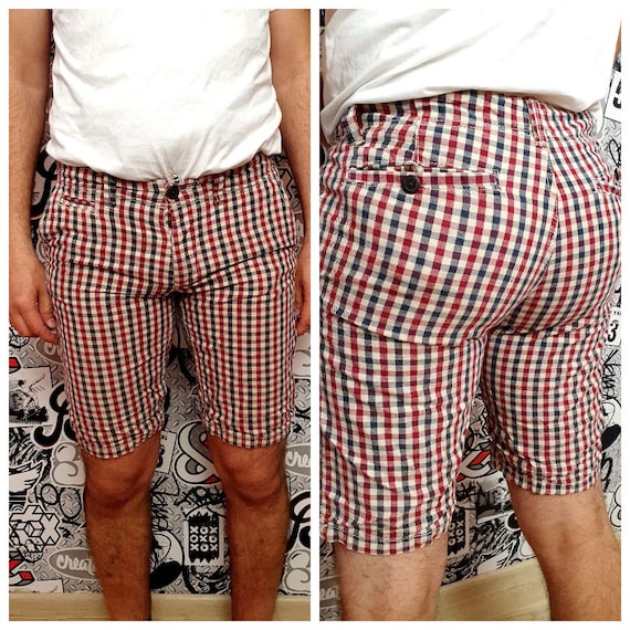 Mens Red Plaid Shorts Men s Booty Shorts Mens Shorts Vintage Red