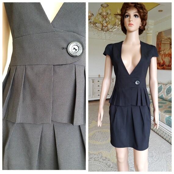 Womens suit black plaid suit Two Piece suit skirt