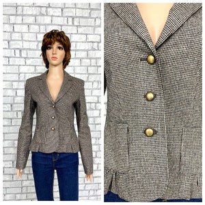 Womens blazer S Houndstooth Jacket Womens Jacket  Tweed  blazer brown jacket brown blazer riding jacket  fitted blazer
