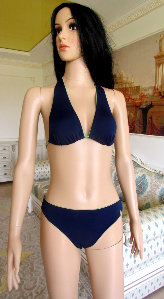 women Swimwear Vintage cobalt blue Swimsuit cobal… - image 5