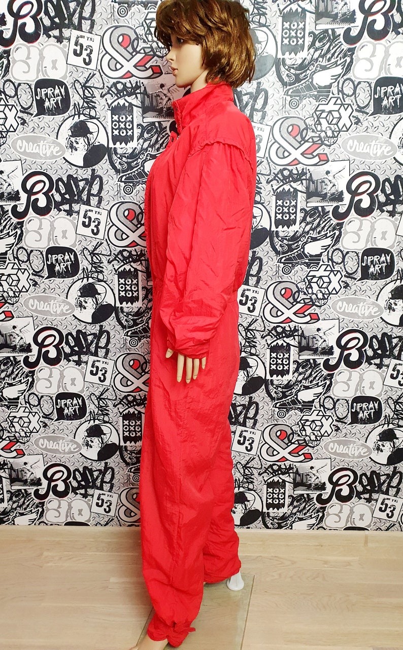 RED Ski Suit Womens Clothing Vintage Skiing Tracksuit Warm Winter