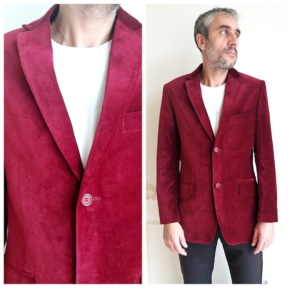 Mens blazer burgundy velvet blazer mens velvet jac