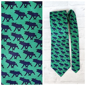 wedding tie Green tie groom tie animal tie animal Necktie elk print tie vintage Mens Necktie Mens tie elk Necktie animal print