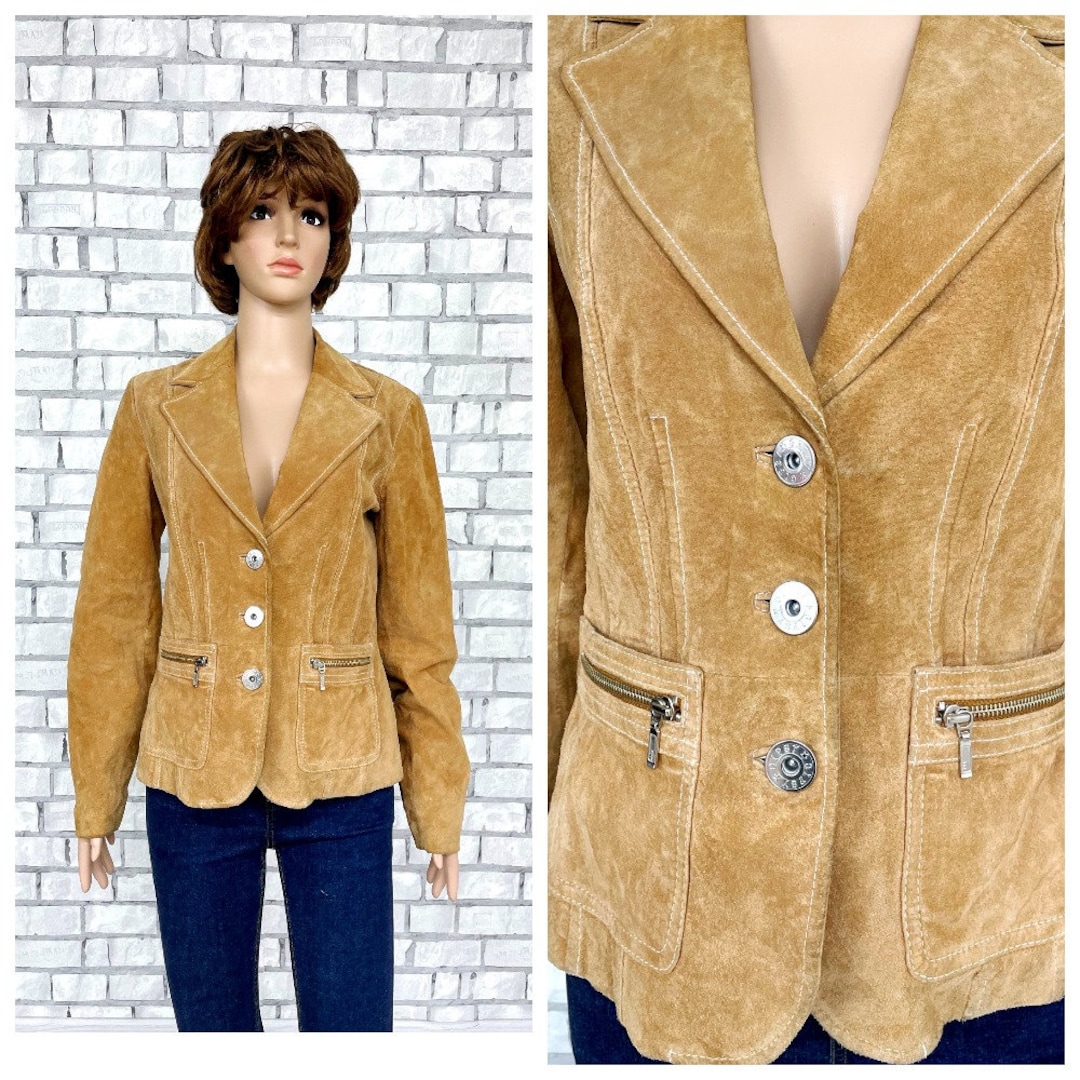 2000s Cocoa Brown Suede Leather Blazer (S)
