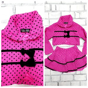 5T Kids skirt suit Pink suit skirt polka dot suit Pink coat Kids Child suit girls suit Childrens suit autumn suit