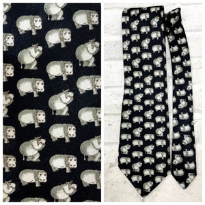 Mens tie Hippo print tie Hippo Necktie Mens Accessories Mens necktie Novelty tie wedding tie animal print animal Necktie wedding Necktie