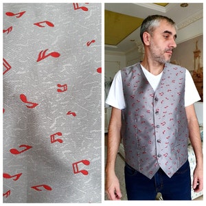 Hochzeitsweste Anzug Weste Männer Weste Musiker Geschenk Männer Weste Bräutigam Weste Grau Weste Notendruck Weste Musikweste Klassische Weste XL