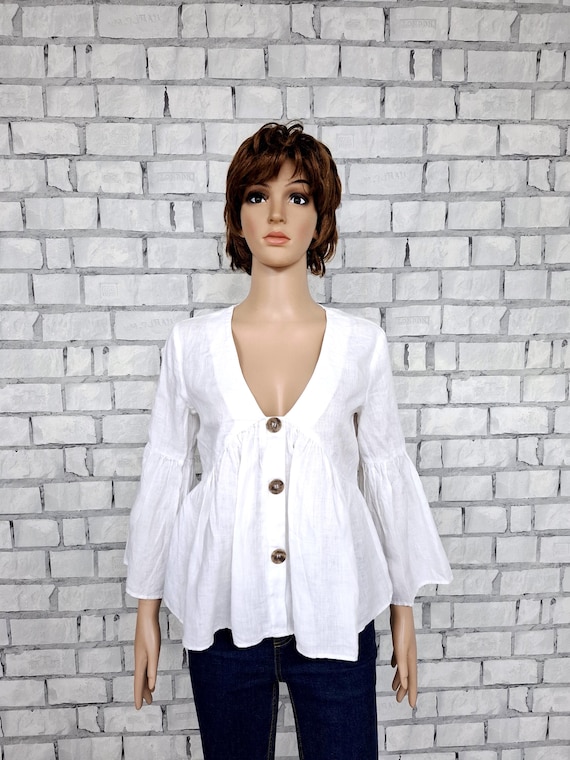 Blusa blanca de mujer ZARA, blusa de mujer, blusa blanca de lino