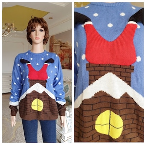 Santa Claus womens ugly sweater L Holiday Gift Christmas sweater Winter warm Holiday sweater Holiday jumper christmas pullover