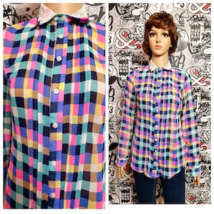 casual womens shirts sister Gift womens blouse minimalist shirt minimalist blouse Watercolor blouse Watercolor multicolor colorful shirt S