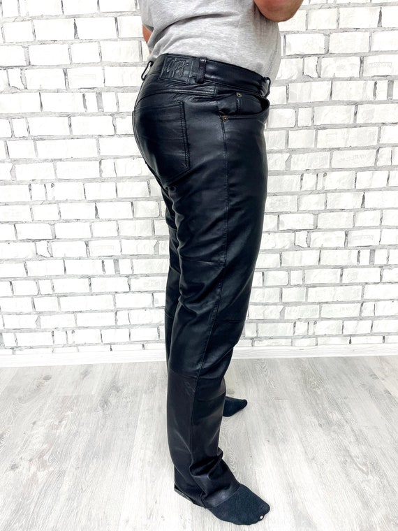 Mens Leather Clothing Western Leather pants Retro… - image 4