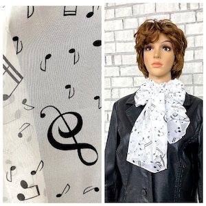 Écharpe pour femmes, noir et blanc, châle imprimé clé de sol, clé de sol, foulard imprimé note châle en satin vintage pour femme