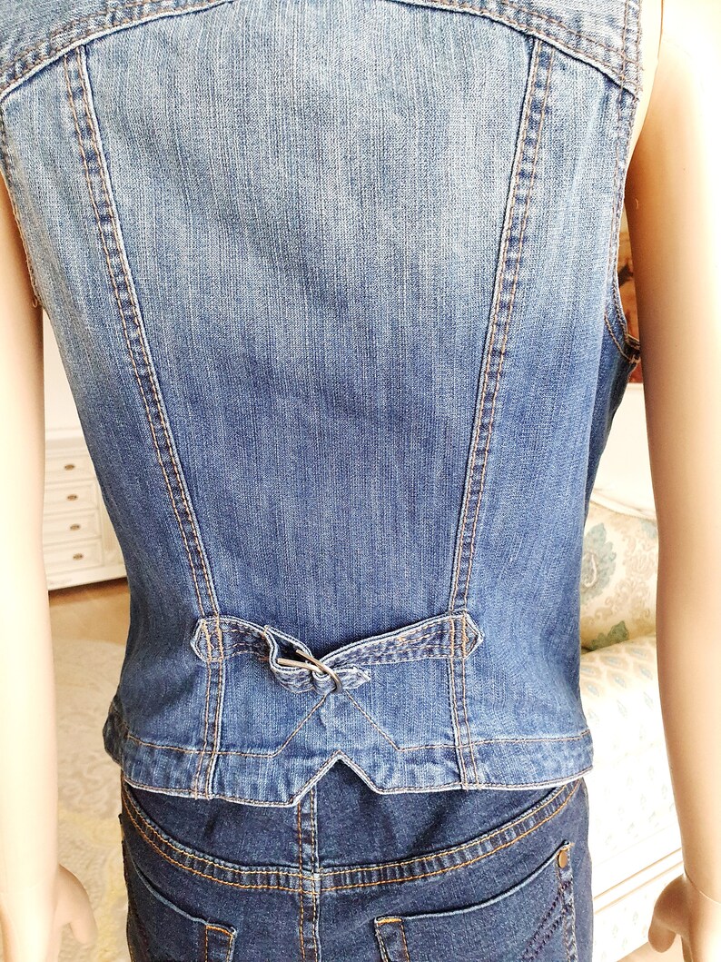 Womens Denim Vest M Vintage BLUE Denim Top BLUE Jeans Top Etsy