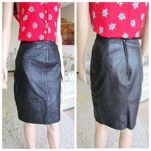 goth Clothing black Leather skirt black skirt  goth skirt Vintage Black Pencil skirt Mod Skirt Classic skirt minimalist skirt S