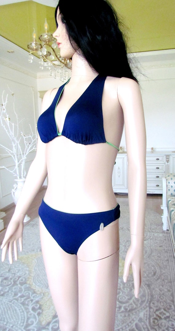 women Swimwear Vintage cobalt blue Swimsuit cobal… - image 6