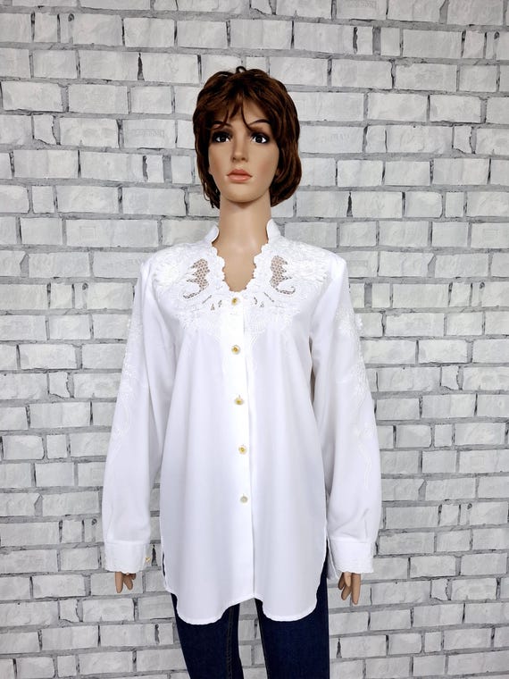 Embroidery White Blouse L Victorian Clothing Victorian Blouse