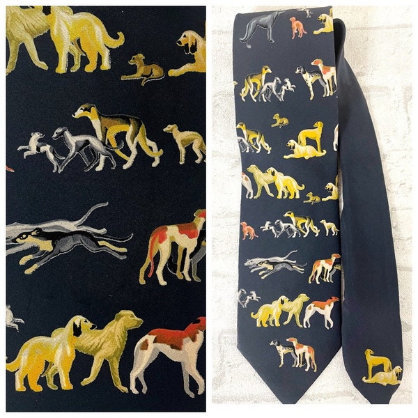 gray tie animal print animal Necktie dog print tie vintage Mens Necktie Mens tie groom Necktie novelty tie dog Necktie  wedding tie