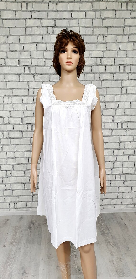 Antique slip dress 40s Antique Nightshirt XL cott… - image 2
