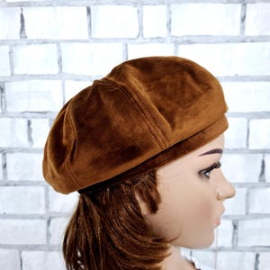 Brown beret spring hat Brown velvet hat spring beret velvet beret womens beret boho beret women hat retro beret