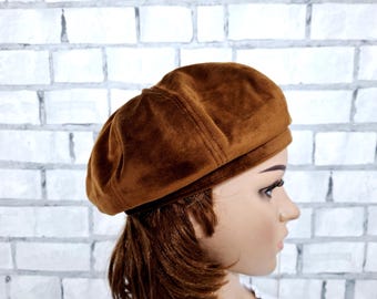 Chic Vintage Black Beret-style Hat With Top Stitch Detail