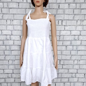 white dress L  womens dress white mini dress sundress boho wedding dress Bridal dress summer dress eyelet beach dress white girls dress