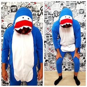 VOLWASSEN Cosplay haai kostuum Halloween kostuum haai Kigurumi haai pyjama Sleepwear Jumpsuit Romper dier onesie M