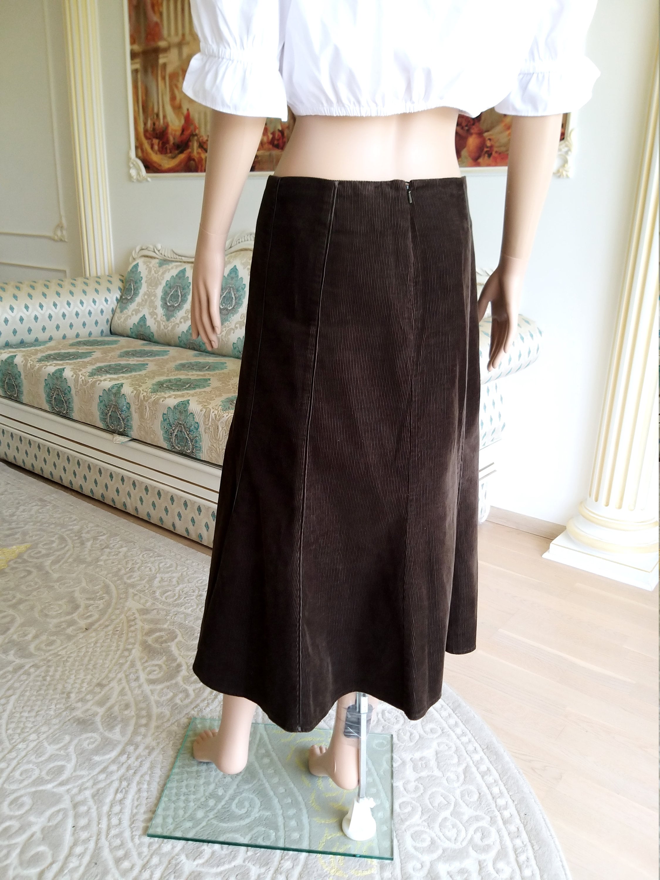 Khaki corduroy skirt cheap