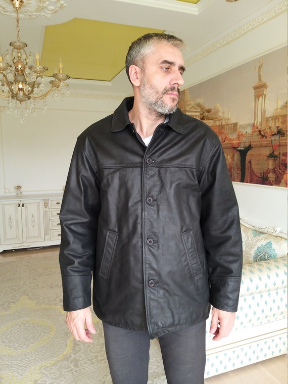 mens Leather Jacket Black Jacket L mens Leather C… - image 2