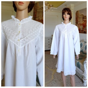 50s antieke nachthemd vintage katoen nachthemd antieke slip jurk Shift jurk Victoriaanse nachthemd Edwardian nachthemd franse nachthemd
