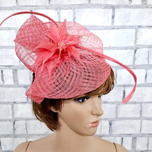 pink headband  Statement Headband Church Hat Derby Hat Wedding Fascinator Hat Tea Party Hat wedding headband Ladies headband